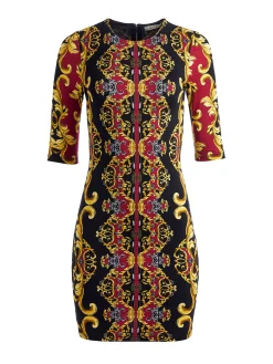 Alice and Olivia DELORA FITTED CREW NECK DRESS REGAL ROMANCE BORDEAUX*DRESSES | CLOTHING