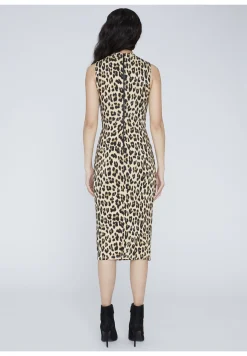 Alice and Olivia DELORA FITTED MOCK NECK DRESS TEXTURED LEOPARD*DRESSES | CLOTHING