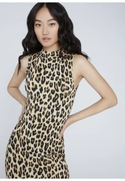 Alice and Olivia DELORA FITTED MOCK NECK DRESS TEXTURED LEOPARD*DRESSES | CLOTHING