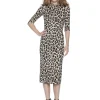 Alice and Olivia DELORA FITTED MOCK NECK MIDI DRESS TEXTURED LEOPARD*DRESSES | CLOTHING