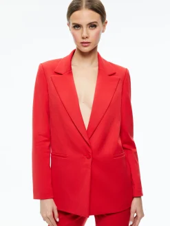 Alice and Olivia DENNY NOTCH COLLAR BOYFRIEND BLAZER PERFECT RUBY*CLOTHING