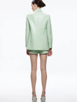 Alice and Olivia DENNY VEGAN LEATHER SHAWL COLLAR BLAZER + OLIVIA VEGAN LEATHER SHORT *CLOTHING