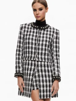 Alice and Olivia DEON TWO-FER TWEED JACKET BLACK/WHITE*FEATURED SHOPS | CLOTHING