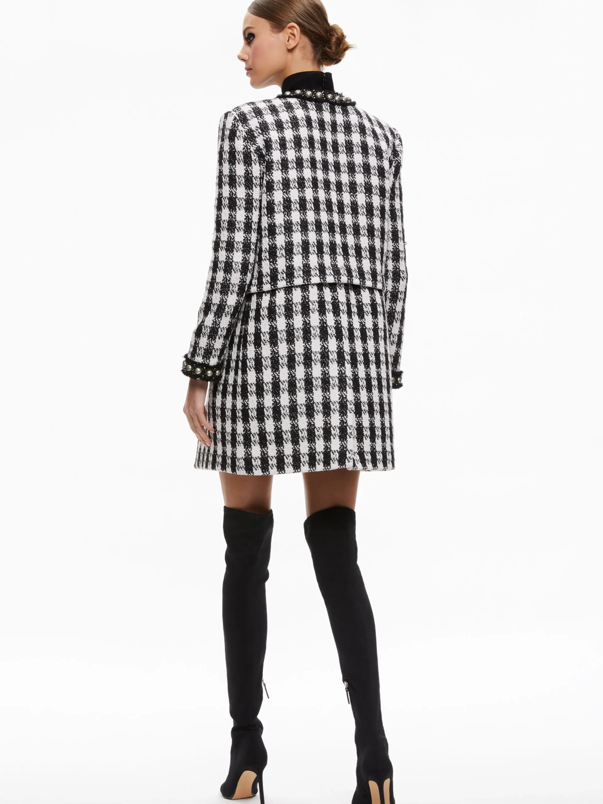 Alice and Olivia DEON TWO-FER TWEED JACKET BLACK/WHITE*FEATURED SHOPS | CLOTHING