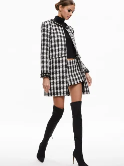 Alice and Olivia DEON TWO-FER TWEED JACKET BLACK/WHITE*FEATURED SHOPS | CLOTHING