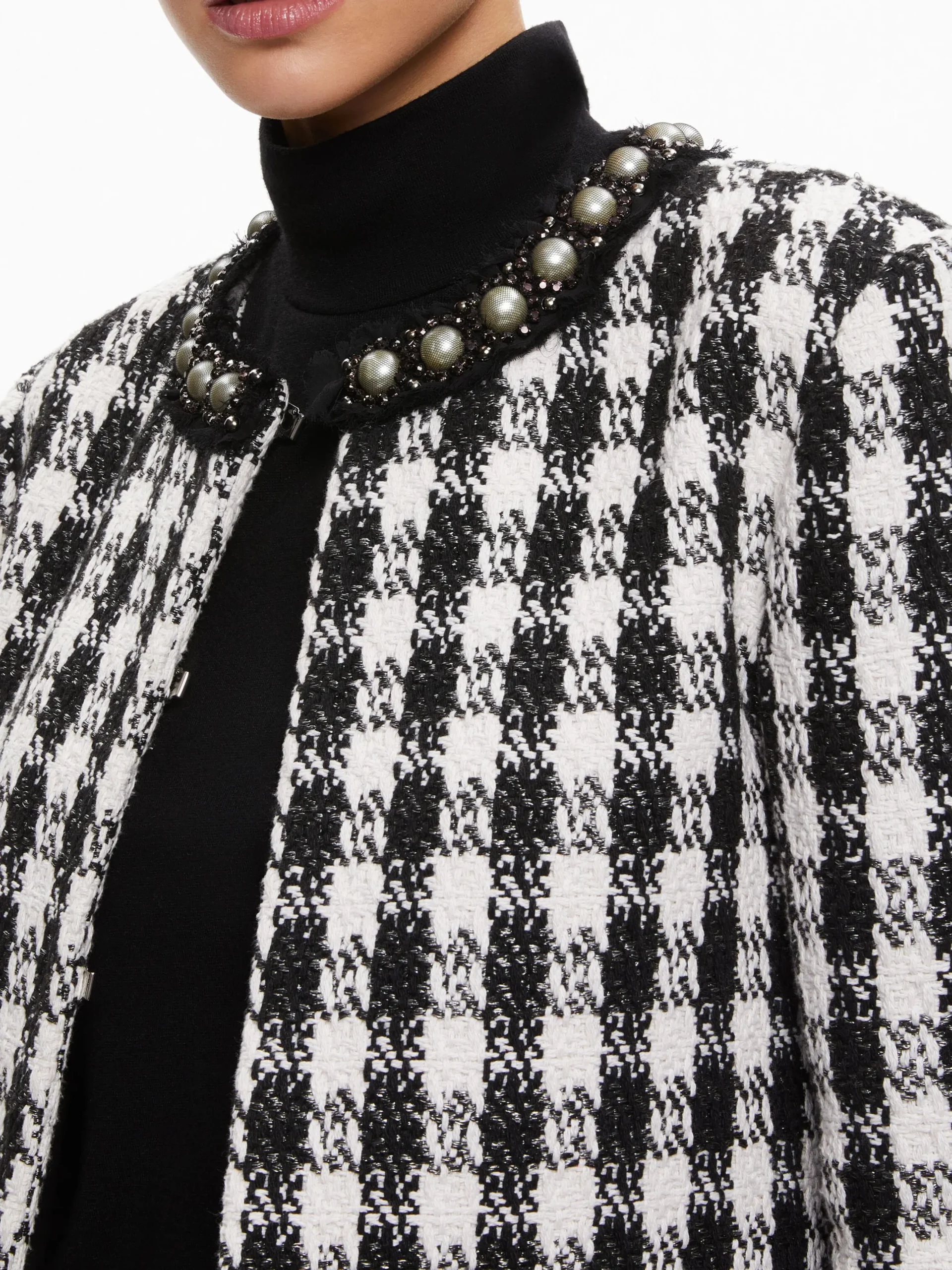 Alice and Olivia DEON TWO-FER TWEED JACKET BLACK/WHITE*FEATURED SHOPS | CLOTHING