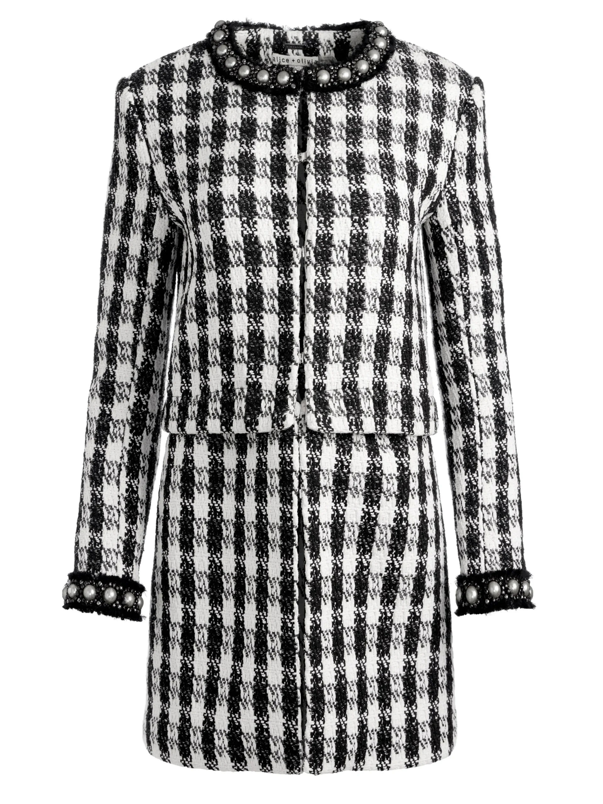 Alice and Olivia DEON TWO-FER TWEED JACKET BLACK/WHITE*FEATURED SHOPS | CLOTHING