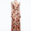 Alice and Olivia DITA TIE NECK HALTER DRESS JUNIPER FLORAL ROSE*DRESSES | DRESSES | CLOTHING