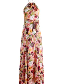 Alice and Olivia DITA TIE NECK HALTER DRESS JUNIPER FLORAL ROSE*DRESSES | DRESSES | CLOTHING