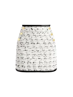 Alice and Olivia DONALD HIGH WAISTED SIDE BUTTON SKIRT OFF WHITE/BLACK*FEATURED SHOPS | FEATURED SHOPS | FEATURED SHOPS | CLOTHING | CLOTHING