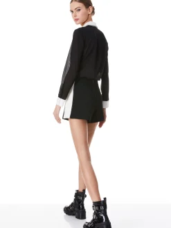 Alice and Olivia DONALD SIDE PANEL SHORT BLACK/OFF WHITE*FEATURED SHOPS | CLOTHING