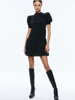 Alice and Olivia DORINE PUFF SLEEVE MINI DRESS BLACK*DRESSES | CLOTHING