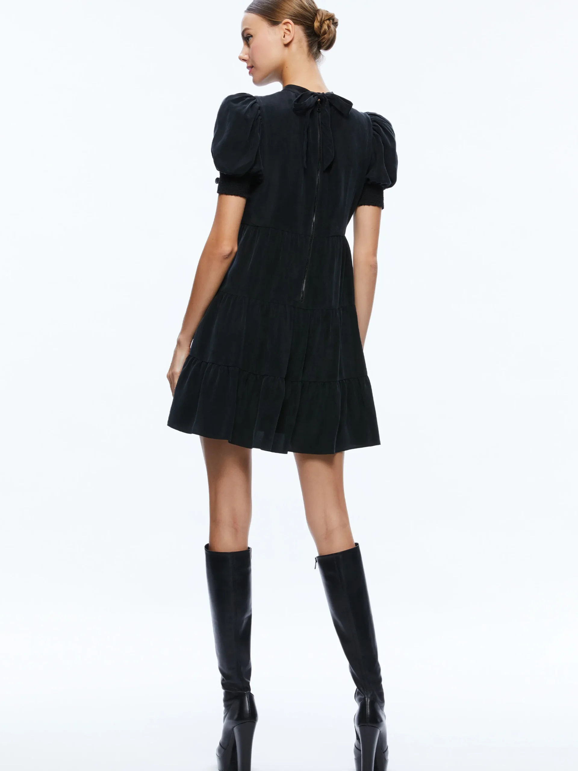 Alice and Olivia DORINE PUFF SLEEVE MINI DRESS BLACK*DRESSES | CLOTHING