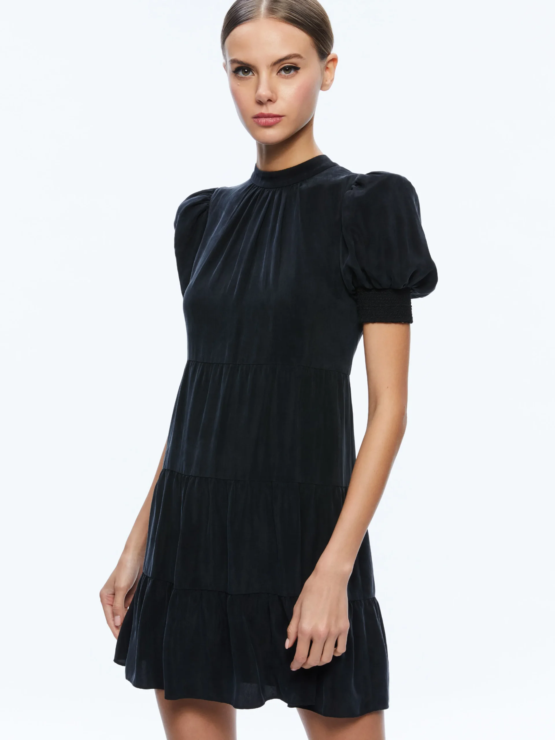 Alice and Olivia DORINE PUFF SLEEVE MINI DRESS BLACK*DRESSES | CLOTHING