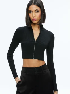 Alice and Olivia DORRIS RIBBED ZIP UP CARDIGAN *FEATURED SHOPS | CLOTHING