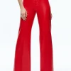 Alice and Olivia DYLAN HIGH WAISTED VEGAN LEATHER WIDE LEG PANT BRIGHT RUBY*FEATURED SHOPS | CLOTHING