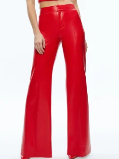 Alice and Olivia DYLAN HIGH WAISTED VEGAN LEATHER WIDE LEG PANT BRIGHT RUBY*FEATURED SHOPS | CLOTHING