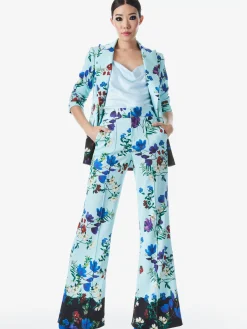 Alice and Olivia DYLAN HIGH WAISTED WIDE LEG PANT BEAUTIFUL BLOOMS LG JULEP*CLOTHING