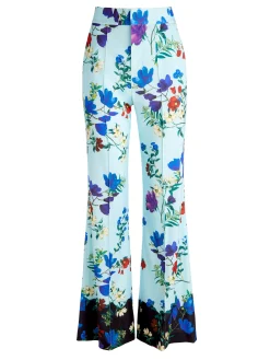 Alice and Olivia DYLAN HIGH WAISTED WIDE LEG PANT BEAUTIFUL BLOOMS LG JULEP*CLOTHING