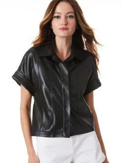 Alice and Olivia EDYTH VEGAN LEATHER BUTTON DOWN *FEATURED SHOPS | FEATURED SHOPS | CLOTHING
