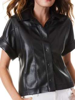 Alice and Olivia EDYTH VEGAN LEATHER BUTTON DOWN *FEATURED SHOPS | FEATURED SHOPS | CLOTHING