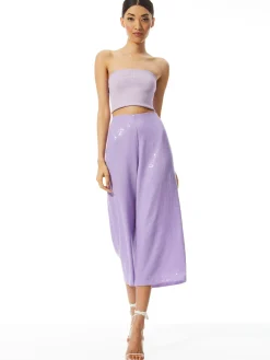 Alice and Olivia ELBA SEQUIN HIGH WAISTED ANKLE PANT LAVENDER*CLOTHING