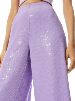 Alice and Olivia ELBA SEQUIN HIGH WAISTED ANKLE PANT LAVENDER*CLOTHING