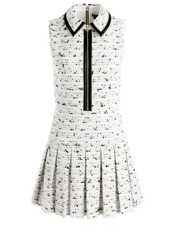 Alice and Olivia ELLIS TWEED BOX PLEAT DRESS OFF WHITE/BLACK*FEATURED SHOPS | FEATURED SHOPS | FEATURED SHOPS | DRESSES | CLOTHING