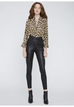 Alice and Olivia ELOISE BUTTON DOWN LEOPARD BLOUSE SPOTTED LEOPARD MULTI*CLOTHING