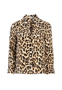 Alice and Olivia ELOISE BUTTON DOWN LEOPARD BLOUSE SPOTTED LEOPARD MULTI*CLOTHING
