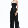 Alice and Olivia EMELDA CARGO VEGAN LEATHER JUMPSUIT BLACK*FEATURED SHOPS | CLOTHING