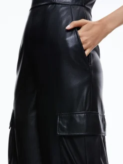 Alice and Olivia EMELDA CARGO VEGAN LEATHER JUMPSUIT BLACK*FEATURED SHOPS | CLOTHING