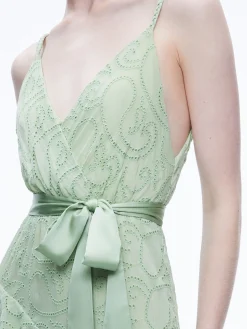 Alice and Olivia EMELIA V-NECK EYELET RUFFLE MAXI DRESS *DRESSES | DRESSES | CLOTHING