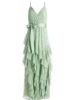 Alice and Olivia EMELIA V-NECK EYELET RUFFLE MAXI DRESS *DRESSES | DRESSES | CLOTHING