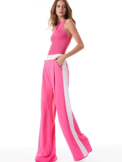 Alice and Olivia ERIC MID RISE PANT WITH TUX STRIPE *CLOTHING