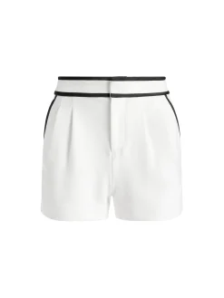 Alice and Olivia ESTA PLEATED CONTRAST TRIM SHORT OFF WHITE/BLACK*FEATURED SHOPS | FEATURED SHOPS | CLOTHING | CLOTHING
