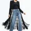Alice and Olivia EVERLY DRAMA LACE MAXI BLAZER BLACK*CLOTHING