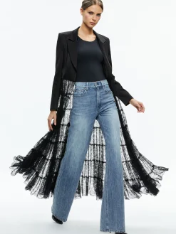 Alice and Olivia EVERLY DRAMA LACE MAXI BLAZER BLACK*CLOTHING