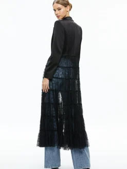 Alice and Olivia EVERLY DRAMA LACE MAXI BLAZER BLACK*CLOTHING