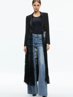 Alice and Olivia EVERLY DRAMA LACE MAXI BLAZER BLACK*CLOTHING