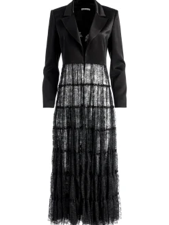Alice and Olivia EVERLY DRAMA LACE MAXI BLAZER BLACK*CLOTHING