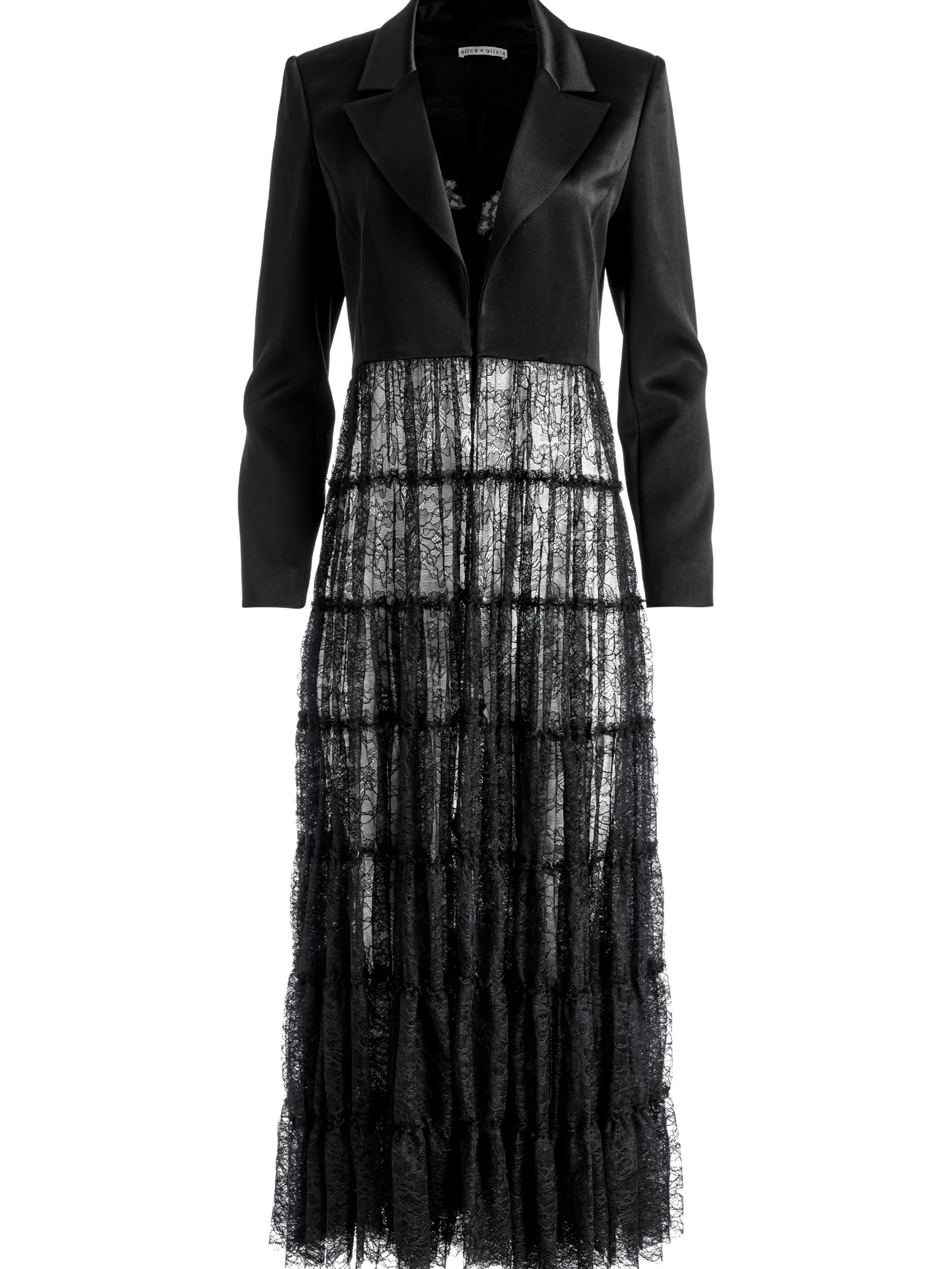 Alice and Olivia EVERLY DRAMA LACE MAXI BLAZER BLACK*CLOTHING
