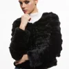 Alice and Olivia FAWN FAUX FUR TEXTURED JACKET *CLOTHING
