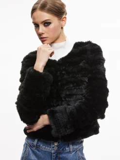 Alice and Olivia FAWN FAUX FUR TEXTURED JACKET *CLOTHING