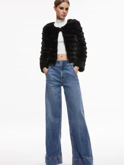Alice and Olivia FAWN FAUX FUR TEXTURED JACKET *CLOTHING