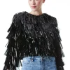 Alice and Olivia FAWN FRINGE TINSEL JACKET *CLOTHING