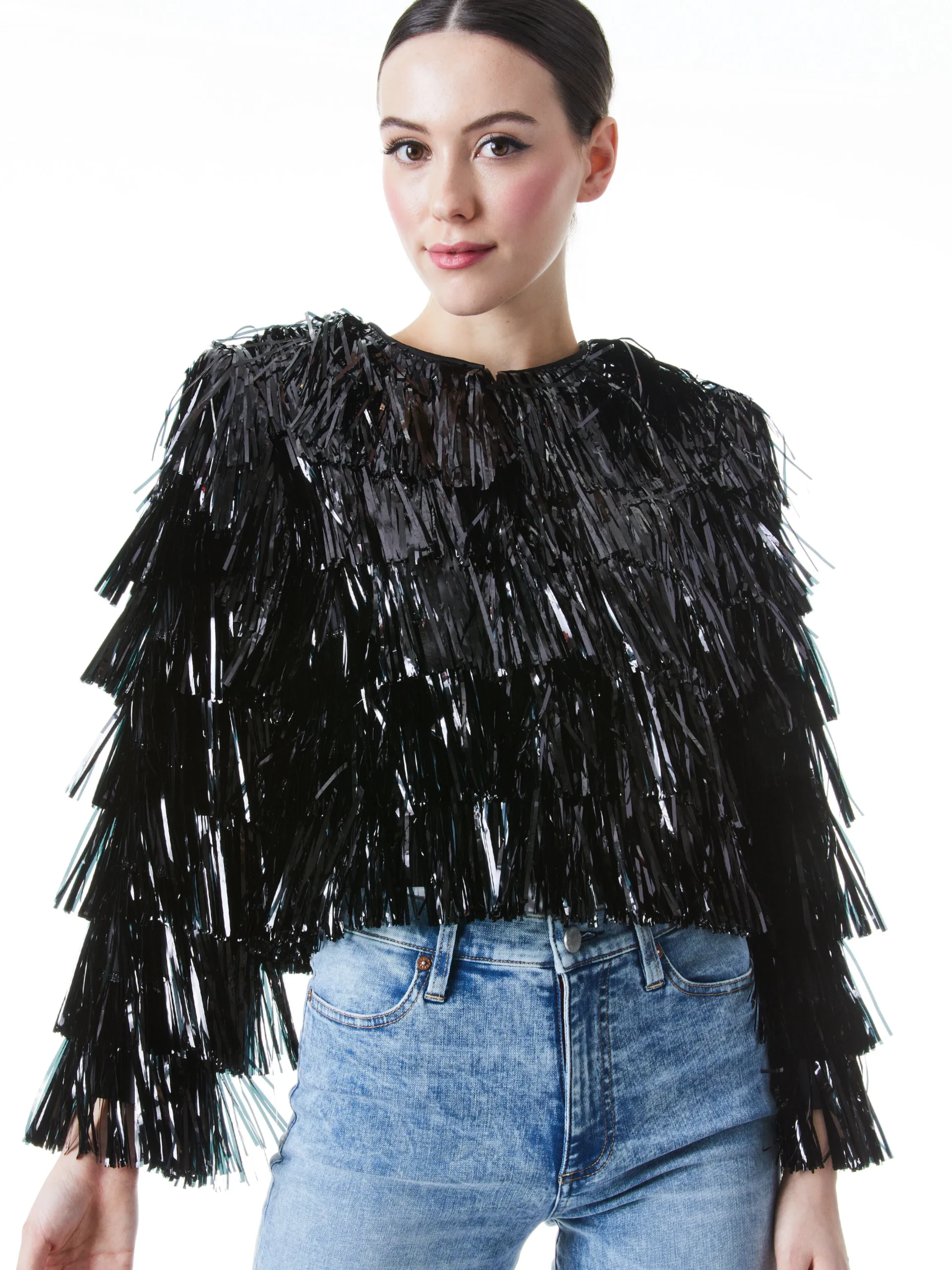 Alice and Olivia FAWN FRINGE TINSEL JACKET *CLOTHING