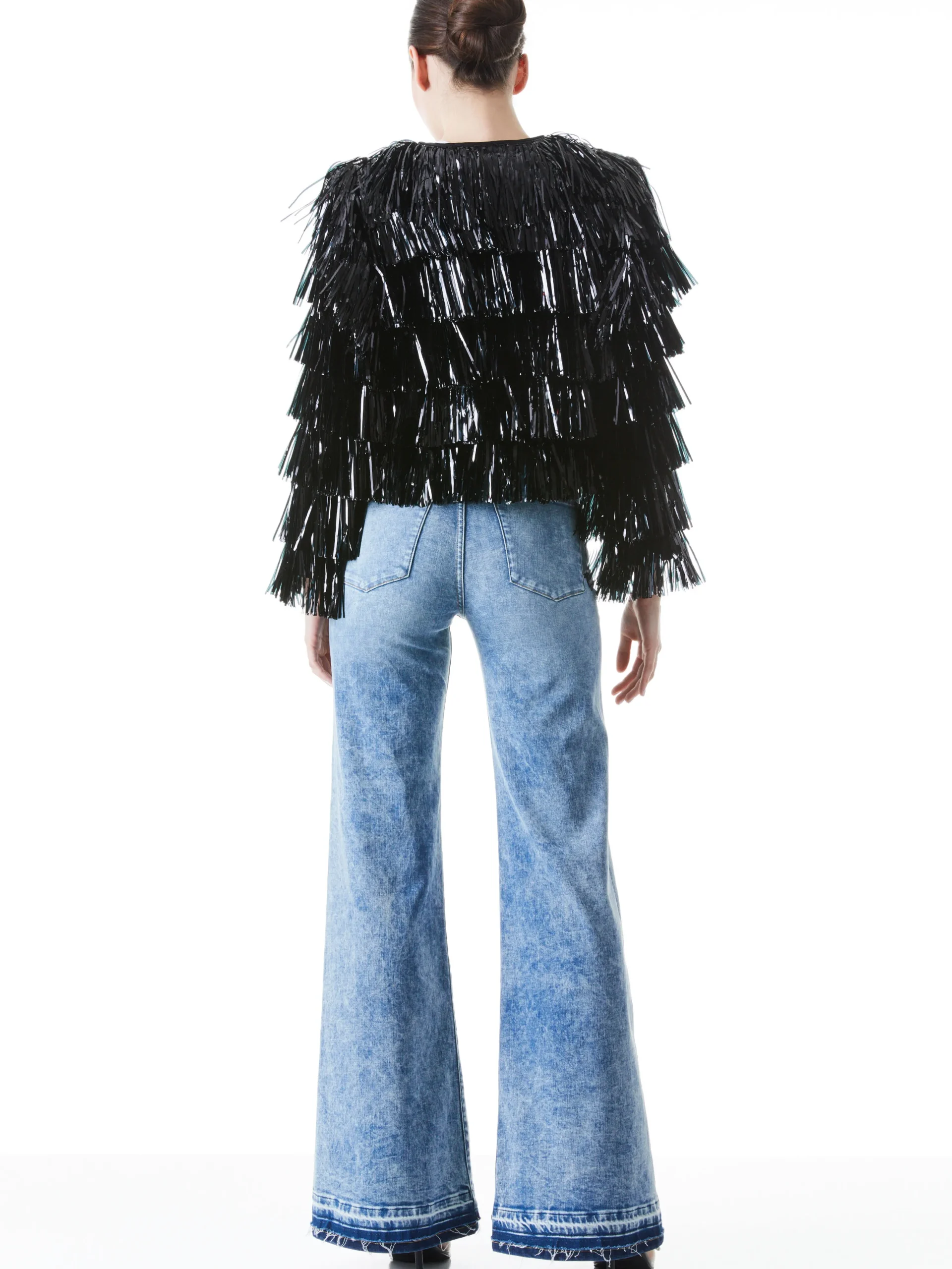 Alice and Olivia FAWN FRINGE TINSEL JACKET *CLOTHING