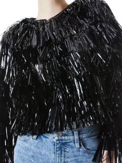 Alice and Olivia FAWN FRINGE TINSEL JACKET *CLOTHING