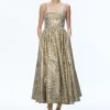 Alice and Olivia FAY MIDI DRESS CHAMPAGNE MULTI*DRESSES | DRESSES | CLOTHING